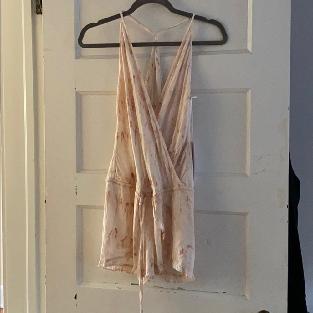 Pink tie died romper